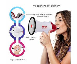 MEGAFONO ROSSO PYLE PMP35R 30 WATT CON SIRENA E REGISTRAZIONE VOCALE 10 SECONDI