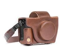 Megagear Canon Powershot G5 X Ever Ready Custodia In Finta Pelle Per Fotocamera Con Tracolla Marrone Scuro Mg1067