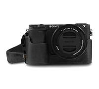 MegaGear Custodia in Vera Pelle compatibilie con Sony Alpha A6100, A6400 - Nero