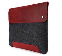 MegaGear Custodia in vera pelle e pile per MacBook Pro e MacBook Air, 14 - 13 pollici (M2, M2 Pro, M2 Max, M1) -13.3 pollici-iPad Pro 12.9 pollici-Modelli 2020 - 2023, Rosso
