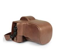 MegaGear Custodia in vera pelle per fotocamera Fujifilm X-T50 (16-50mm e 18-55mm) - Elegante e protettiva (Marrone)