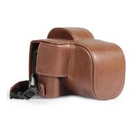 MegaGear Custodia per fotocamera in vera pelle per Canon EOS R100 (18-45 mm) - Custodia elegante e protettiva per fotografia digitale, BRUN, borsa per fotocamera