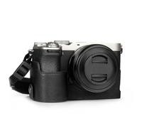 MegaGear Custodia per fotocamera in vera pelle per Sony Alpha a7C II - Elegante e protettiva (Nero)