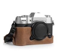 MegaGear Custodia per mezza fotocamera in vera pelle Ever Ready compatibile con Fujifilm X-T50 (Marrone)