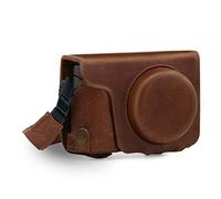MegaGear Ever Ready - Custodia protettiva in vera pelle con tracolla, compatibile con Panasonic Lumix DMC-TZ100, DC-TZ200