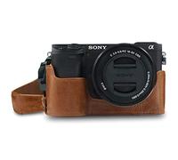 MegaGear Ever Ready Genuine Leather Camera Half Case Compatible with Sony Alpha A6100, A6400