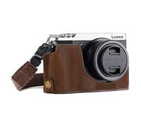 MegaGear Ever Ready - Mezza custodia in pelle per fotocamera, compatibile con Panasonic Lumix DMC-GX85, GX80, colore: Marrone scuro