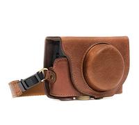 MegaGear Ever Ready MG875, Custodia per Fotocamera Sony Cyber-shot DSC-RX100 VI, DSC-RX100 V, DSC-RX100 IV in vera pelle con tracolla, Marrone scuro