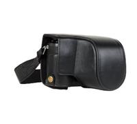 MegaGear Everready MG1300 - Custodia in pelle per fotocamera Panasonic Lumix DMC-GX85, DMC-GX80 (12-32 mm), con cinturino, con accesso alla batteria, colore: nero