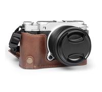 MegaGear Mezza custodia in vera pelle compatibile con Fujifilm X-M5, Nero, Mezza custodia in vera pelle per fotocamera