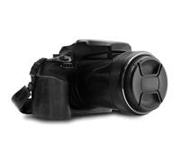 MegaGear Mezza custodia in vera pelle compatibile con Nikon Coolpix P1100 (nero)