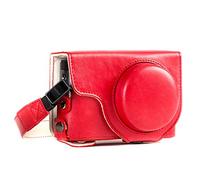 Megagear Mg1262 Panasonic Lumix Dc-Tz95, Dc-Tz90 Ever Ready Custodia In Finta Pelle Per Fotocamera Con Tracolla Rosso