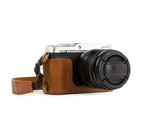 Megagear MG1343 Ever Ready - Mezza custodia in vera pelle per fotocamera Fujifilm X-E3 con accesso alla batteria, colore: Marrone chiaro