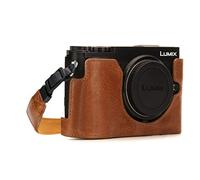 MegaGear MG1443 astuccio con tracolla in pelle per Panasonic Lumix DC-GX9, Marro