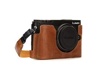 MegaGear MG1443 astuccio con tracolla in pelle per Panasonic Lumix DC-GX9, Marro