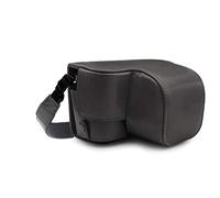 MegaGear MG1654 Ever Ready - Custodia in pelle per fotocamera compatibile con Sony Alpha A6100, A6400 (16-50 mm), colore: Grigio