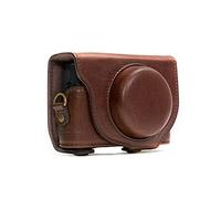 MegaGear MG284 Sony Cyber-shot DSC-RX100 VI, DSC-RX100 V, DSC-RX100 IV, DSC-RX100 III Ever Ready Custodia in finta pelle per Fotocamera con Tracolla - Marrone Scuro