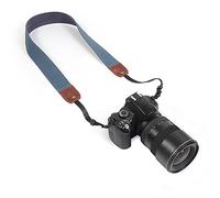 MegaGear Tracolla o tracolla regolabile in tela e vera pelle (Marrone/Blu)