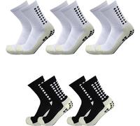 MEGAHERZ Fußballsocken 38-45 5 Paar Grip Socks Rutschfeste Fußballsocke Mann Frau Outdoor Sport Laufsocken für Running Basketball Rugby Yoga Wandern (Weiß + Schwarz), multicolore, Taglia unica
