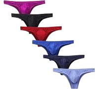 MEGAHERZ Perizoma Uomo Confezione da 6 Bikini T-Back Tanga Sport Mini Slip Uomo G-String Sexy biancheria intima Low Rise Erotico Ciclismo Palestra Clubwear Intimo Fascino, Nero , M