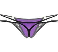 MEGAHERZ Uomo Micro Perizoma Sexy Caldo Pizzo Tanga Sissy Lingerie Gay G-String T-Back Slip Panties Brief, viola., Taglia Unica