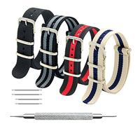 MEGALITH Cinturino Orologio 4 Pacchetti 18mm 20mm 22mm Balistico Cinturino Nato Cinturino in Nylon (24mm, Black+Bond+Linen Navy+Black Red)