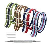 MEGALITH Cinturino Orologio 4 Pacchetti 18mm 20mm 22mm Balistico Cinturino Nato Cinturino in Nylon (22mm, Red White Navy+Army White Black+Linen Army Red+Navy White Sky Red)