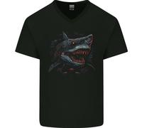 Megalodon Preistorico Bianco Shark Dinosauro Uomo Scollo A V Cotone T-Shirt