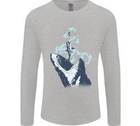 Megalodon Vs Great White Shark Vs Scuba Diver Uomo Manica Lunga T-Shirt