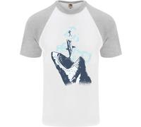 Megalodon Vs Great White Shark Vs Scuba Diver Uomo S/S Baseball T-Shirt