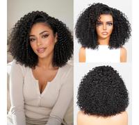 MEGALOOK Glueless Parrucca 13x5 HD Lace Front Bob Wigs Jerry Curly 14 Inch | Upgraded Ear To Ear Frontal Wig,12A Grade,Pre-Cut,Pre Plucked Hairline,bob wig Human Hair,Pre Bleached Knots,Drawstring Wigs