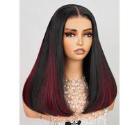 MEGALOOK Parrucca Diritto di Qualità da Salone Pre-Pizzicata 6x5 Parrucca Frontale in Pizzo Pre Tagliata Senza Colla per Capelli Umani per Donne Nere Indossabile e Pronta Nodi Sbiancati con 4 Pezzi di