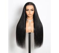 MEGALOOK Parrucca Donna Capelli Veri 13x6 HD Lace Front Wear and Go Glueless Wig Upgraded Ear-To-Ear Frontal Wig Straight Human Hair Drawstring Wigs 12A Pre Plucked Pre-Bleached Pre-Cut Wigs 24 Inch