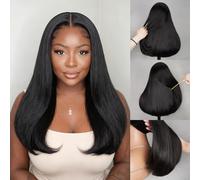 MEGALOOK Parrucche Capelli Veri 5x6 Pre Cut Lace Front Straight Wig 14 inch | Pre plucked Bleached Tiny Knots, Ready to Go Glueless Wigs，12A Silky Straight Wig，Salon-Quality Wigs Human Hair, HD Lace