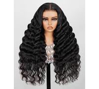 MEGALOOK Wear and Go Parrucche con chiusura ricci sciolti capelli umani 5x6 parrucche anteriori in pizzo pre-tagliate 12A parrucche frontali in pizzo sciolto a onda profonda reale pre pizzicata