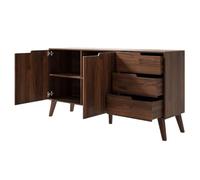 MEGAOFFERTE.IT Credenza Con 2 Ante E 3 Cassetti Mobile Madia Contenitore In Melaminico Design Scandinavo Moderno Per Soggiorno Salotto E Zona Living 160 X 40 X 80 Cm Noce