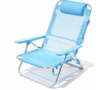 MEGAOFFERTE.IT Spiaggina Reclinabile Da Mare E Campeggio Con Poggiatesta Imbottito Sedia Pieghevole Trasformabile In Lettino Per Spiaggia Terrazzo Relax Outdoor Vacanze 53 x 62 x 77 Cm Azzurro
