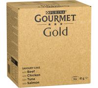 Megapack risparmio! Gourmet Gold Tortini 96 x 85 g Alimento umido per gatti - Manzo, Pollo, Tonno, Salmone