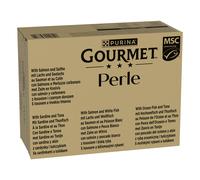 Megapack risparmio! Gourmet Perle 96 x 85 g - Salmone & Pesce bianco, Sardine & Tonno, Salmone & Merluzzo, Pesce dell'oceano & Tonno in Salsa