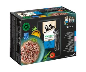 Megapack risparmio! Sheba Nature's Collection in Salsa 144 x 85 g per gatto - Varietà di Pesce (Tonno, Salmone, Merluzzo, Pesce d'altura)