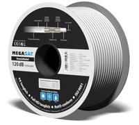Megasat 120 dB Full Copper Trishield - Bobina da 100 m - Cavo coassiale (schermatura da 120 dB, schermatura a 3 vie, conduttore interno in rame solido) - Bianco