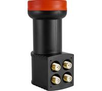 Megasat Diavolo Quad LNB - LNB universale (adatto per 4 partecipanti, connettori F placcati oro, per esigenze elevate, 0,1 dB di rumore) - Nero/Rosso