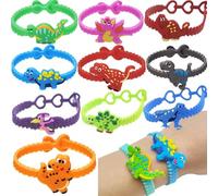 Megaser 30 PCS Braccialetti Bambini Dinosauri, Regali Fine Festa Compleanno Bambino, Gadget Bambini Compleanno, Giochi per Feste, Set Regalini dopo festa, 30 Braccialetti per bambini