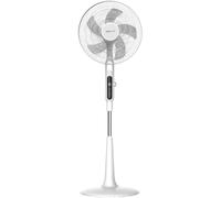 Megashopitalia Ventilatore a Piantana 65 Watt con Telecomando Timer Metallo ABS 5 Pale 10 Velocità Diametro 40 Oscillazione Inclinazione Altezza Regolabile (Bianco)