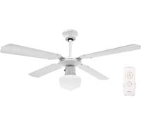 Megashopitalia Ventilatore a soffitto Ø 107cm 4 pale con telecomando LUCE Reversibile 70W BIANCO Funzione invernale Timer 3 Velocità