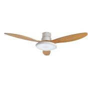Megashopitalia Ventilatore da Soffitto in Legno Massello con Lampada LED, Telecomando e Modulo Wi-Fi, Motore DC 40W (Legno chiaro)