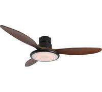 Megashopitalia Ventilatore da Soffitto in Legno Massello con Lampada LED, Telecomando e Modulo Wi-Fi, Motore DC 40W (Legno scuro)