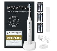 MEGASONEX Spazzolino da denti a ultrasuoni M8, con 2 livelli di vibrazione, inoltre include 4 testine medie