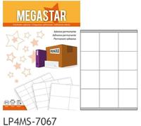 MEGASTAR Etichette Adesive Bianche 70 x 67,7mm, 12 etichette per foglio, laser e inkjet, 100 fogli, LP4MS-7067