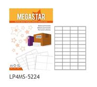 MEGASTAR Etichette bianche multiuso 52x24mm, 48 etichette per foglio, confezione 100 ff, laser/inkjet